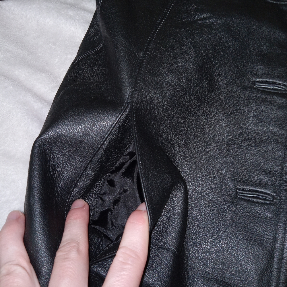 East 5th Leather Blazer Petite Small Moto Black Real Leather  Button Chic Edgy - Picture 10 of 14